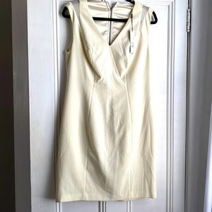 Tahari white dress with netting detail